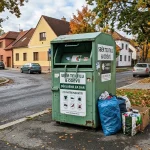 Kontejner na textil Dimatex na ulici