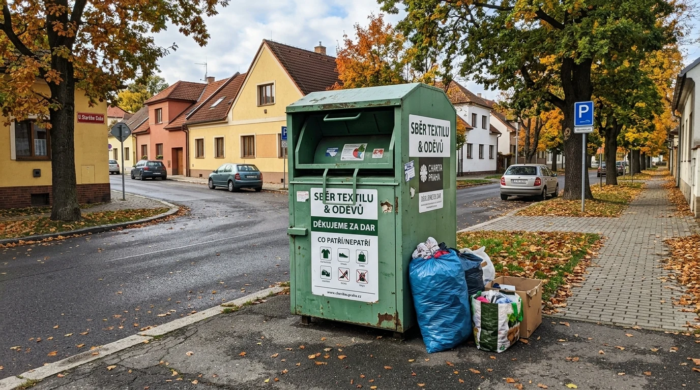 Kontejner na textil Dimatex na ulici